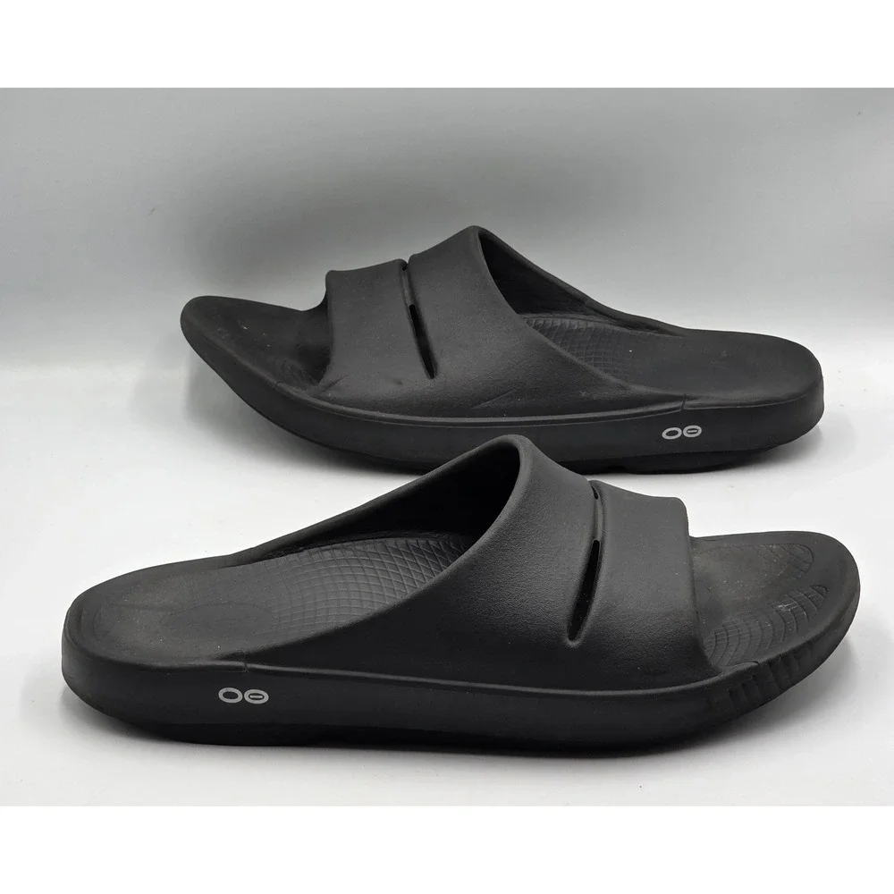 OOFOS OOahh Men's 13 Women's 15 Black Recovery Slide Sandals